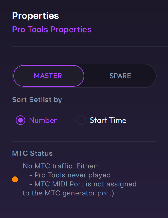 Pro Tools properties panel
