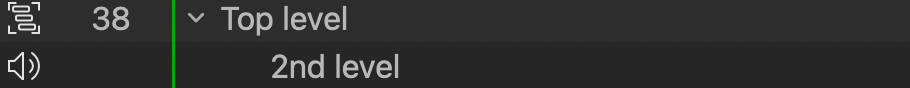 A QLab cue list with a top-level cue and a second-level cue