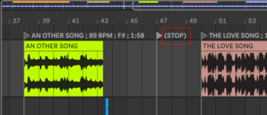 A (STOP) marker after a song