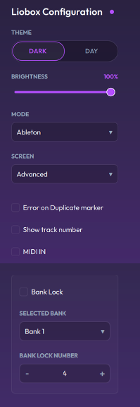 The Liobox Configuration panel
