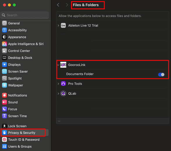 Files &amp; Folders with GoorooLink's Documents Folder enabled