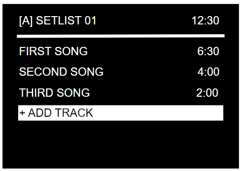 Setlist with three songs added