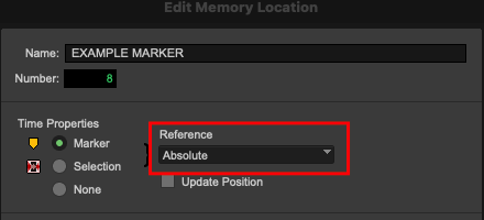 Edit Memory Location with Reference set to Absolute