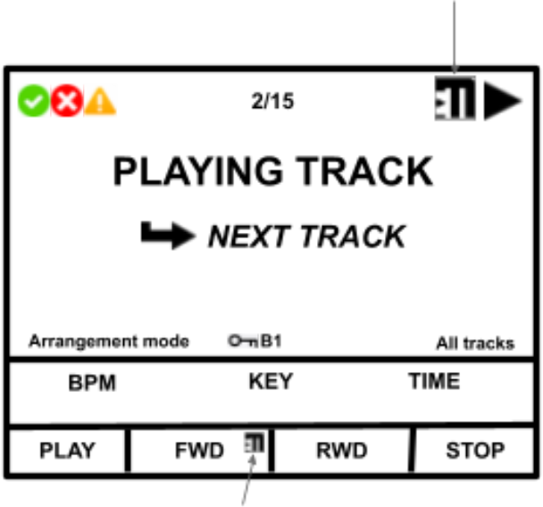Main screen with the global MIDI IN logo and the pad MIDI IN logo