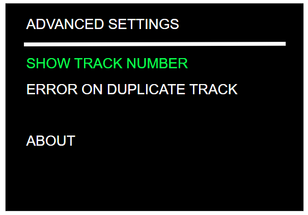 Advanced settings, option on (green)