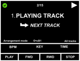Play screen with the track number before the song name